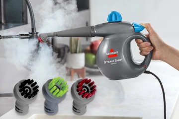 Steam Shot OmniForce handheld steamer color coded cleaning brushes