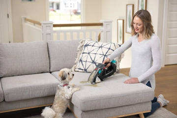 PetStain Eraser Pro cleaning pet stain off couch.