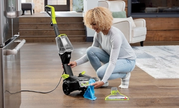 Cleaning nozzle and brushes on foot of TurboClean PowerBrush Carpet Cleaner.