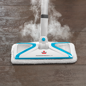 PowerFresh slim steam mop steaming hard floor.