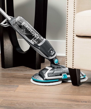 SpinWave Cordless Spin Mop Cleaning under furniture