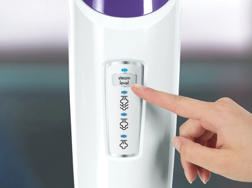 Selecting setam level on body of PowerFresh Pet Steam Mop