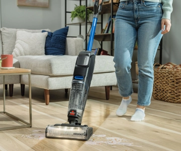 CrossWave OmniFind Mopping spilled mess on hard flooring.