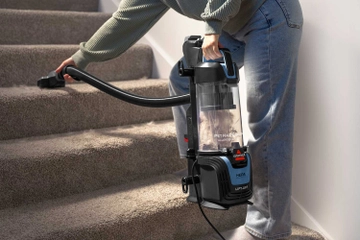 Using Lift-Off Pod with attachment on hose to vacuum carpet on stairs