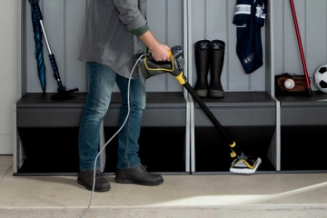 Using PowerSteamer in garage to clean floors