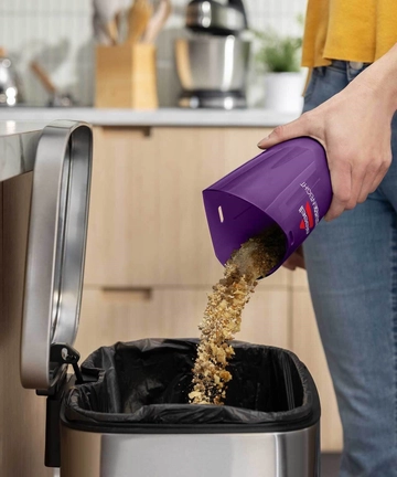 Empty Dirt from Dirt Bin into Trash.