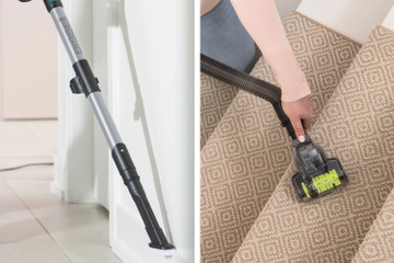 Using Extension Wand on hose to vacuum above flooring.