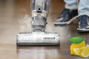 CrossWave HydroSteam Steaming wood flooring with image of lemons.