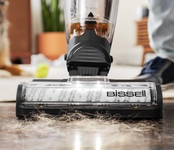 CrossWave HydroSteam Multi-Surface Wet Dry Vac Vacuuming pet hair from hard flooring 