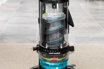 Dirt Tank on vacuum showing cyclonic suction system.