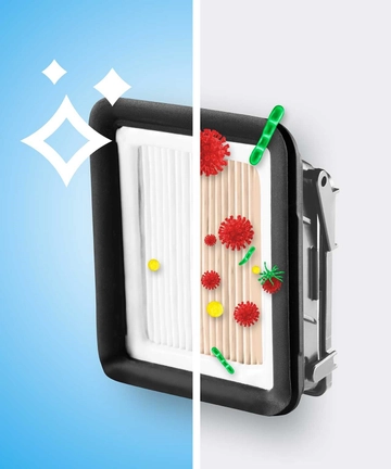 Filter showing protection of antimicrobial graphic 