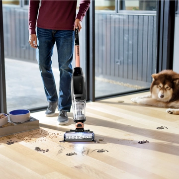 Using CrossWave X7 to vacuum and mop dog food and muddy paw prints.