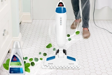 PowerFresh slim steam mop steaming hard floor.