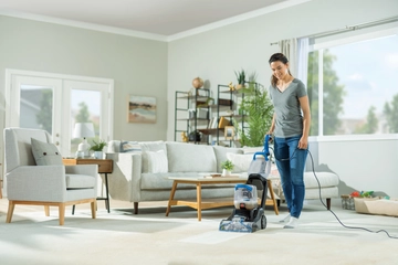 Using TurboClean DualPro Pet Carpet Cleaner to deep clean carpet.