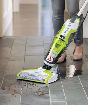CrossWave Wet Dry Vac cleaning spill on hard flooring