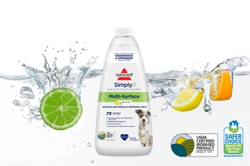 Simpy Multi-Surface Formula bottle with USDA and Safer Choice Logos