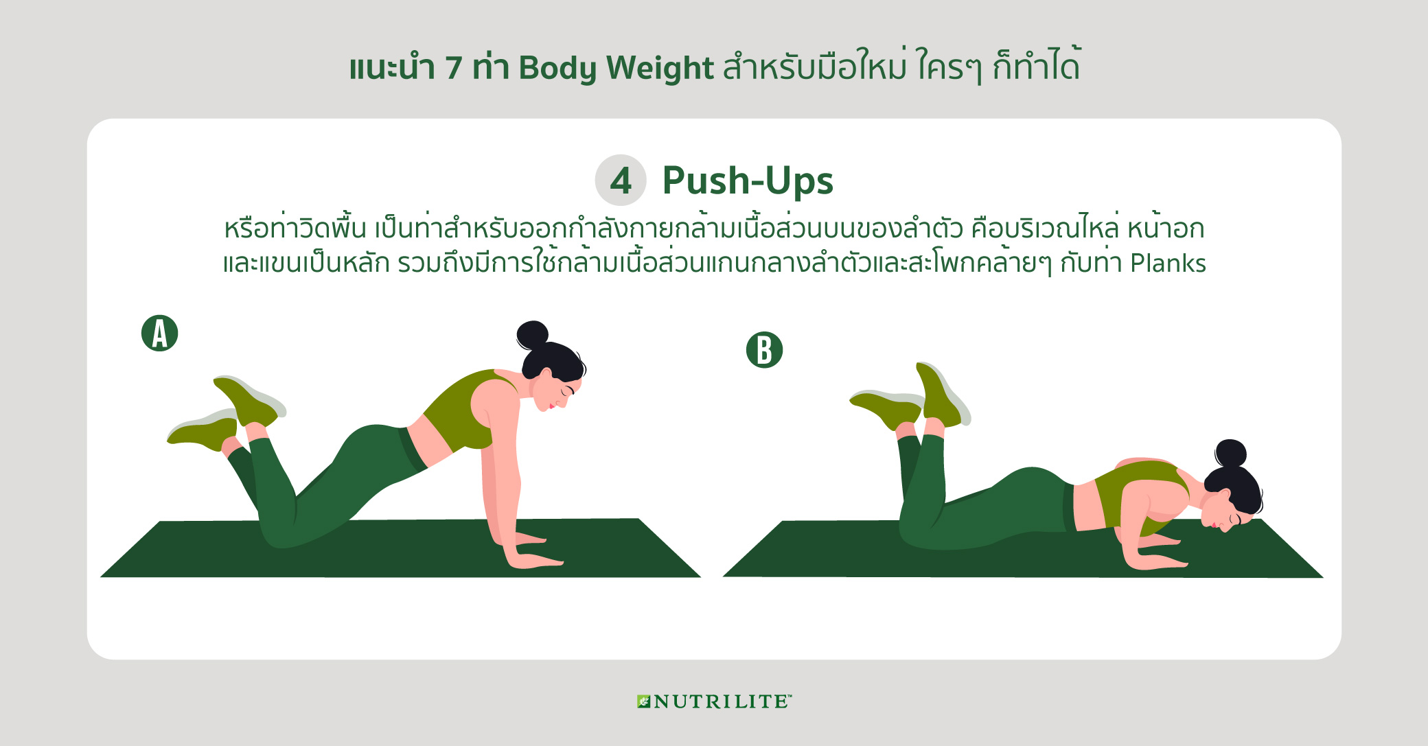 Body Weight คืออะไร พร้อมแนะ 7 วิธีสร้างกล้ามเนื้อแบบไม่พึ่งอุปกรณ์ |  Nutrilite™ Thailand