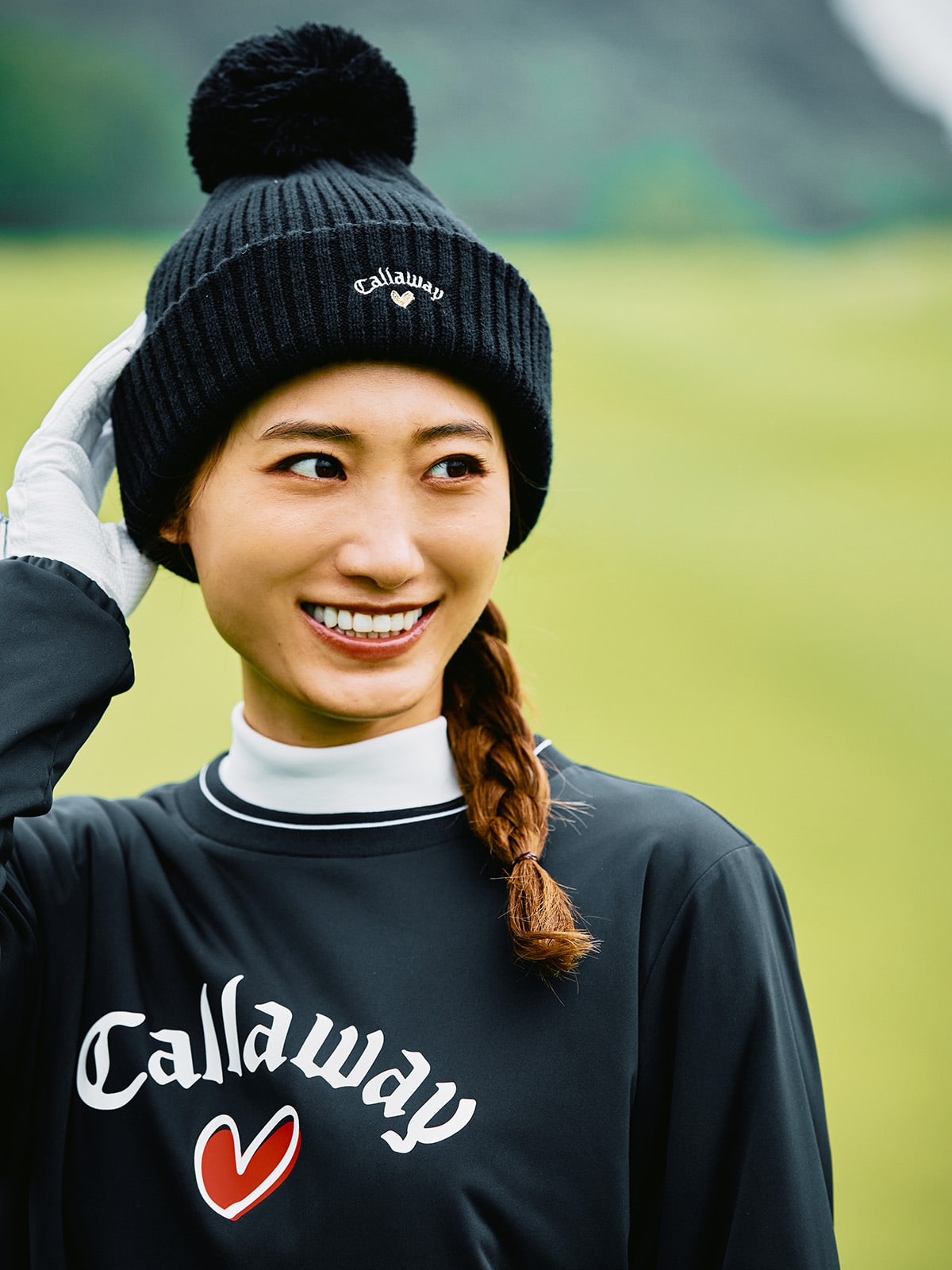 Callaway ハート柄セーター Lサイズ ピンク キャロウェイロゴがハートマークになったLOVE Callaway(ラブ
