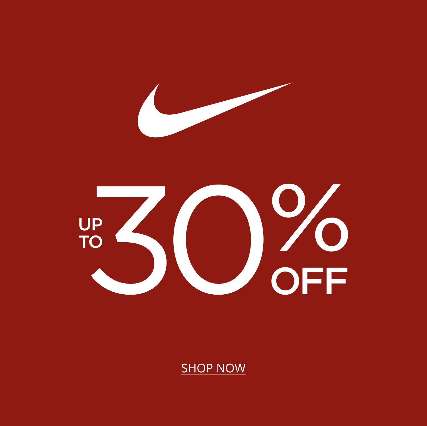 Nike Up To 30% Off* *Excl. Apply