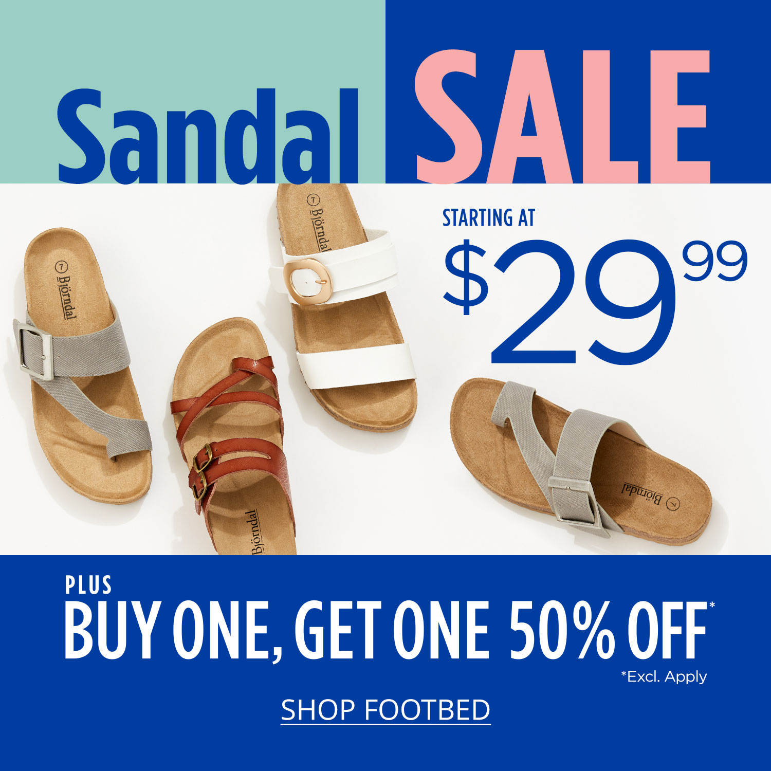 Blowfish Malibu Lima Women's Footbed Sandal – Bronze, Blowfish Malibu Lyric Women's Thong Sandal – Multicolor/Tan, Bjorndal Sami Women's Footbed Sandal - Navy