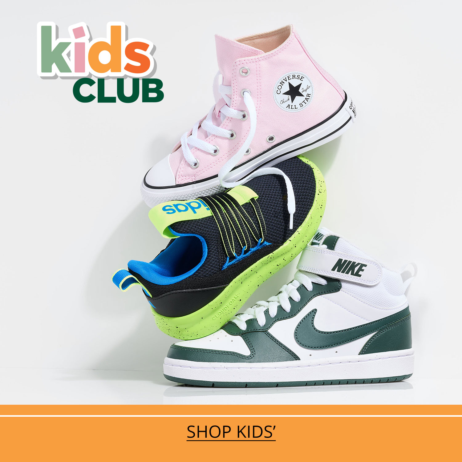 Converse CTAS Hi Girls' Sneaker, Nike Big Kid Court Borough 2 Boys Mid Sneaker, adidas Lite Racer Adapt 7 Little/Big Kid Boys' Slip-On Sneaker			