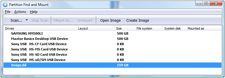 partition find and mount thorough scan did not find any paritions