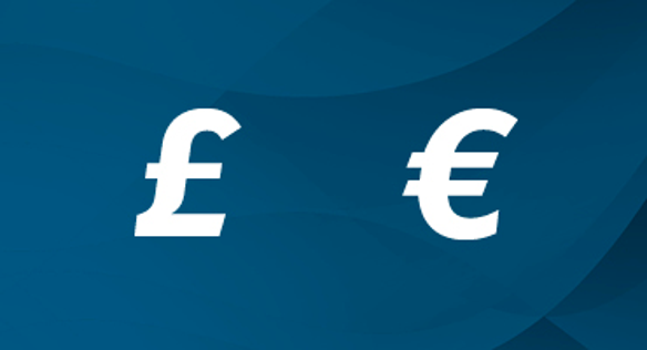 Prices are available in both EUR and GBP.  Choose during checkout process