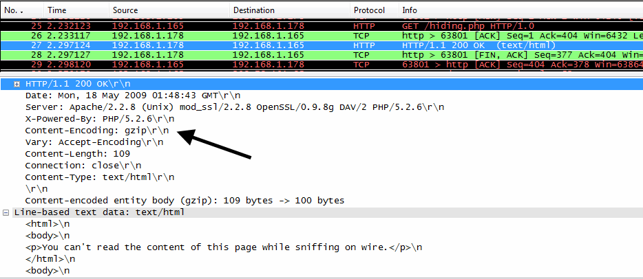 Wireshark http response header - gaisharp