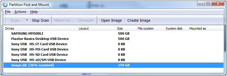 partition find and mount thorough scan did not find any paritions