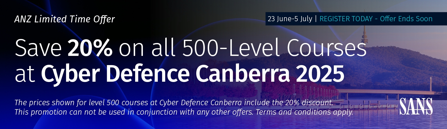 Price Promotion SANS Cyber Defence Canberra 2025 1558x450