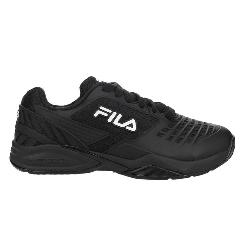 Black Fila sneaker with a textured design and the brand logo on the side.