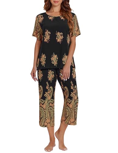 2-Piece Capri Pajama Set with Pockets for Women