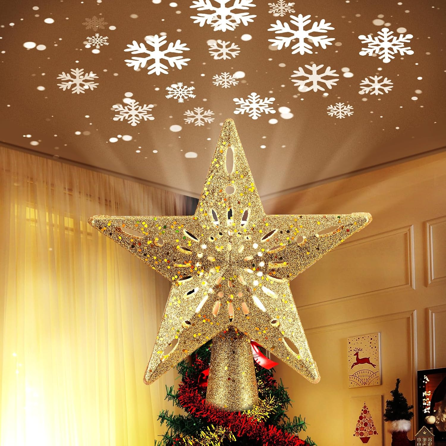LED Rotating Projection Tree Topper $23 at Brad's Deals