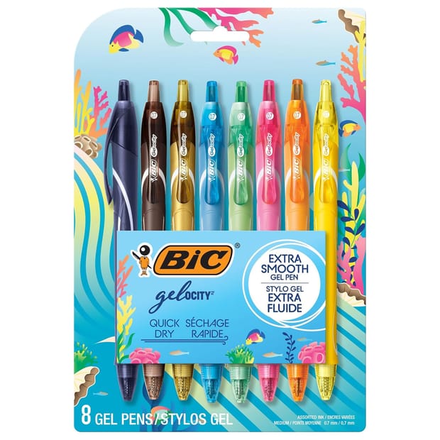 Bic Deal 8pk Bic Ocean-Themed Gel Pens $4 at Brad's Deals