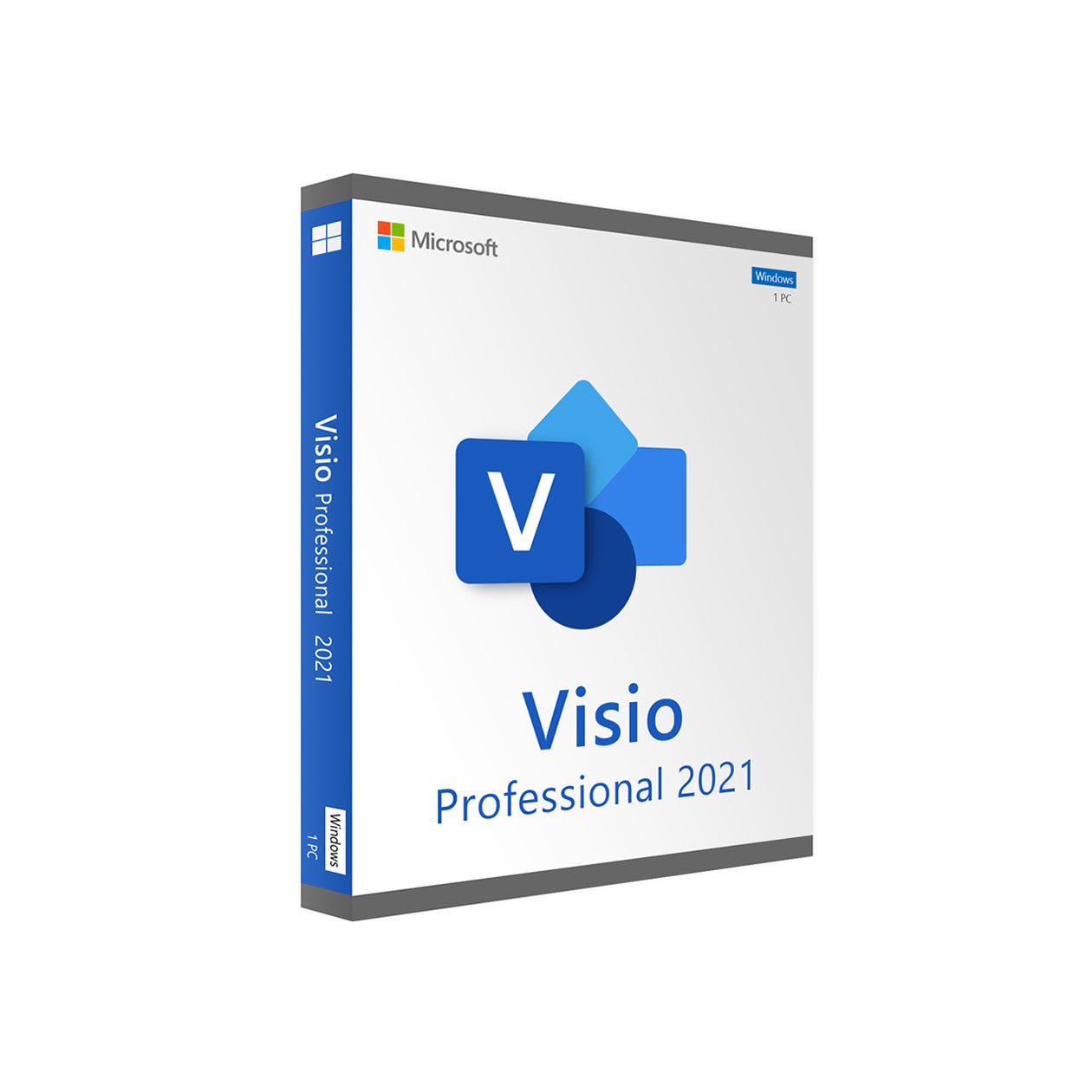 Microsoft Visio Professional 2021 is a Windows software product designed for creating diagrams. It is available for installation on one PC.