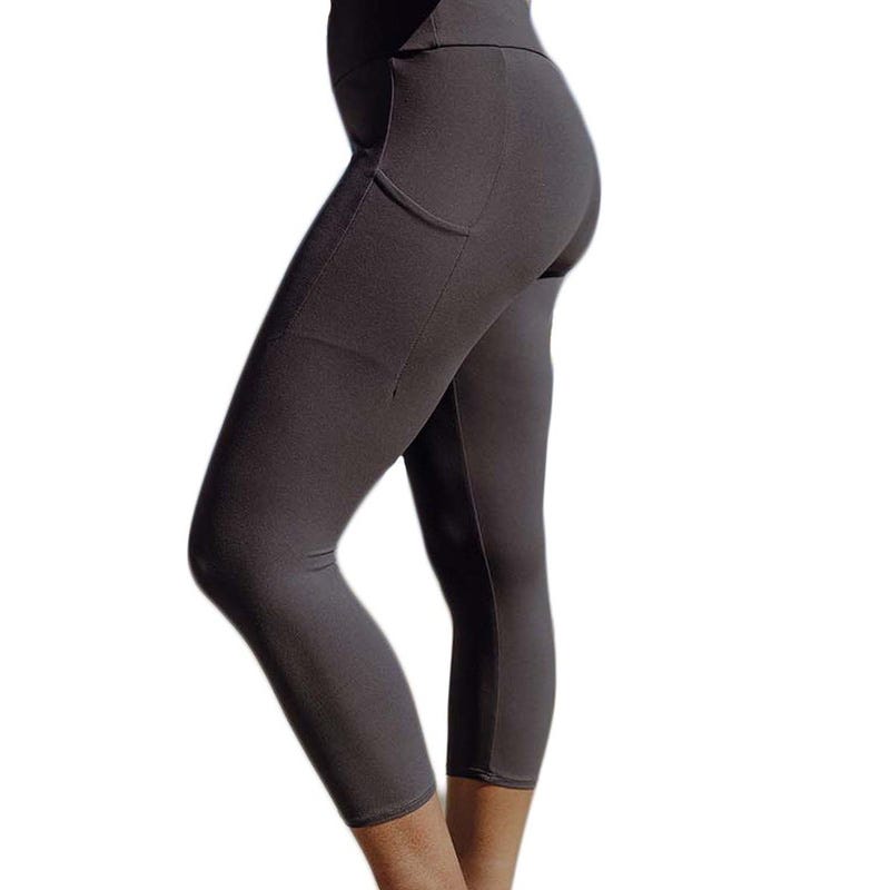 A pair of black high-waisted fitness leggings.