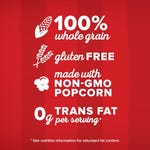 The label showcases Orville Redenbacher Popcorn Kernels as 100% whole grain, gluten-free, made with non-GMO popcorn, and containing 0g trans fat per serving.