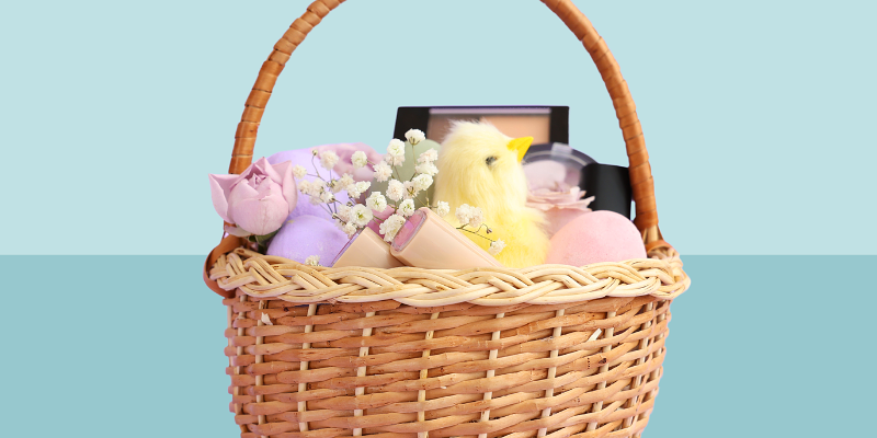 woven easter basket with stuffers
