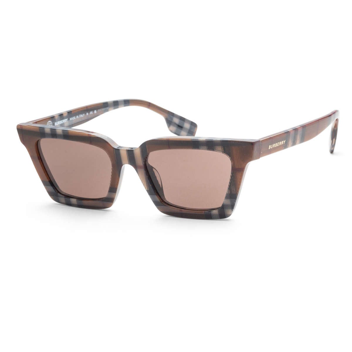 Tortoiseshell-patterned sunglasses with brown lenses.