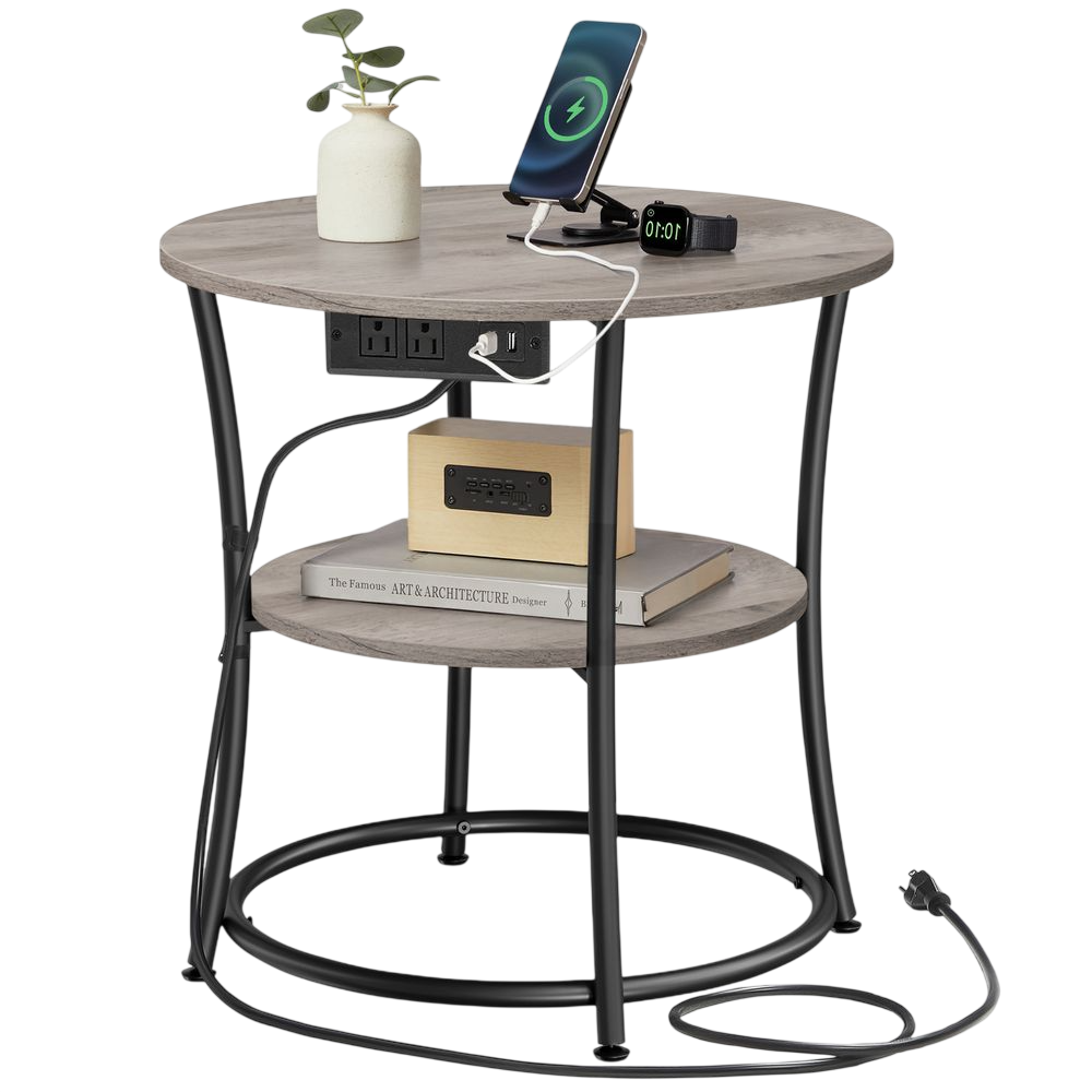 2-Tier Side Table with Power Outlets $47 at Brad's Deals