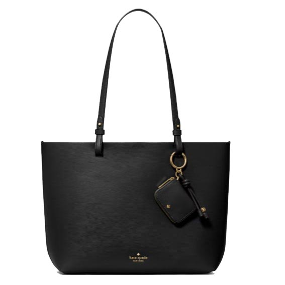 Save an extra 20% off any two eligible styles at Kate Spade Outlet. The discount will be taken automatically when you add items to your cart. The sale includes dozens of new styles, which are already marked down to the lowest prices we've seen. For example, this new Leather Tessa Tote & Pouch Set in Black drops from $429 to $109 to $87.20 when you add it along with another item to your cart. You'd spend $140 or more elsewhere for just the leather tote. The matching detachable pouch can also be used as a keyring. Two other colors are available for slightly more. Shipping is free when you spend $50. Otherwise, it adds $5. This is a final sale, and items cannot be exchanged or returned.