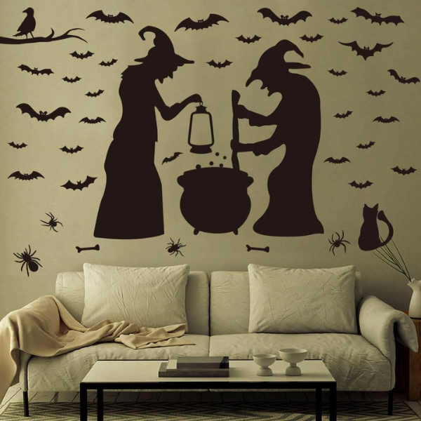 Witches, Bats & Spiders Wall Decals