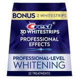 Crest 3D Whitestrips Professional Effects offers professional-level whitening with 22 treatments, including a bonus of 2 extra whitestrips.
