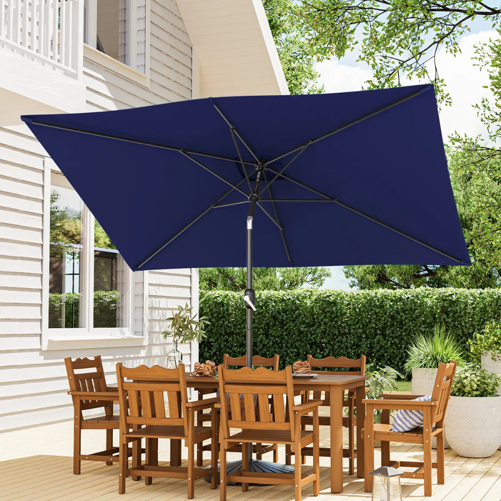 double patio umbrella canada PURPLE LEAF Double Top Square Aluminum Umbrellas in Wood Color