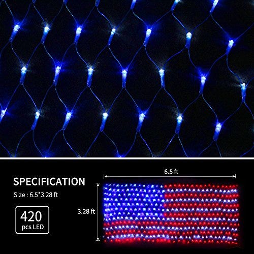 LED light display of the American flag, measuring 6.5 by 3.28 feet with 420 individual LEDs arranged to form the stars and stripes.