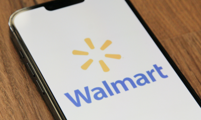 Walmart app open on phone
