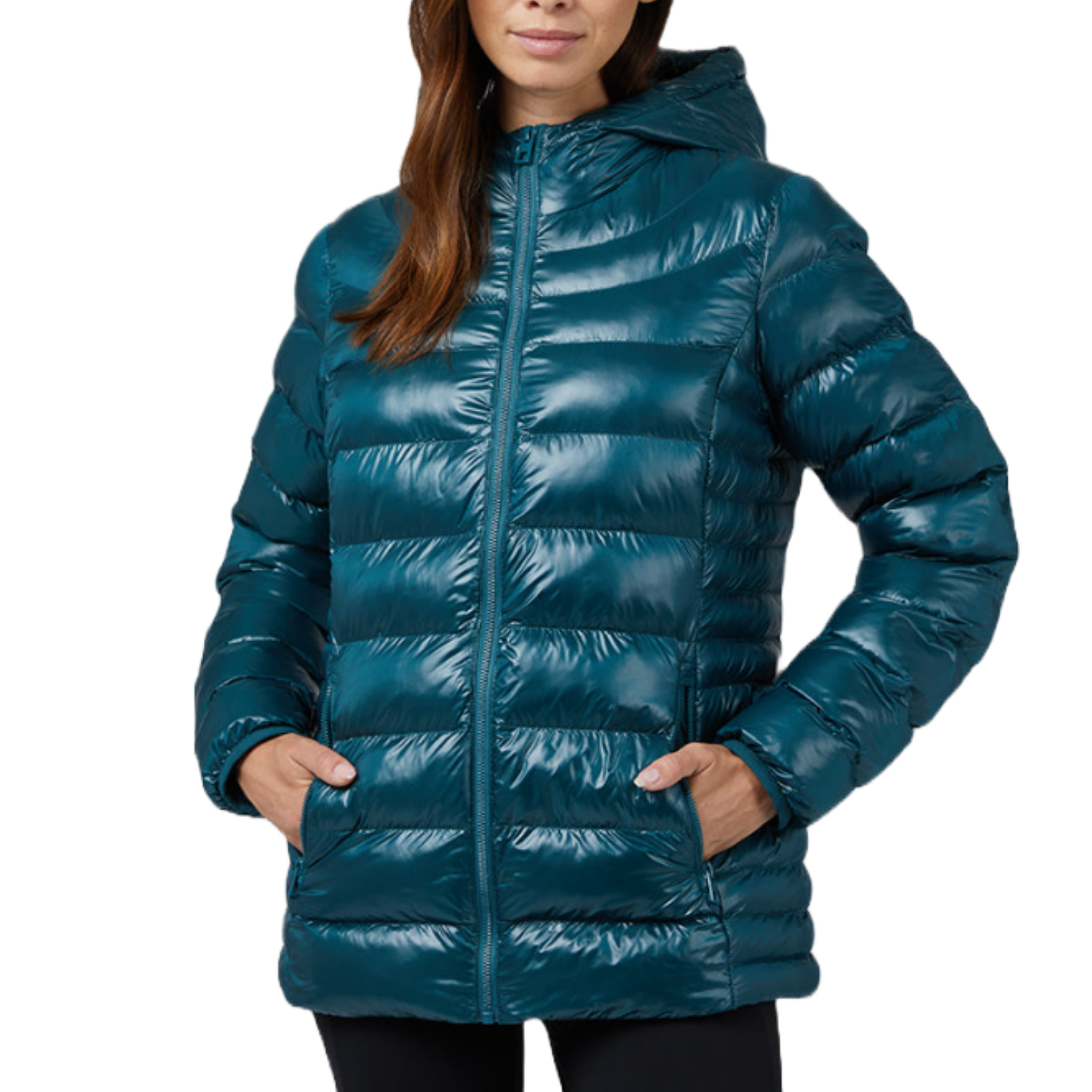 Down Cotton Jacket Winter Fashion Shiny Hooded Jacket Thicken Warm Long Over-the-knee Cotton Jacket Women
