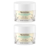 Two jars of Aveeno Calm + Restore Oat Gel Moisturizer for sensitive skin, each 1.7 oz (48 g).