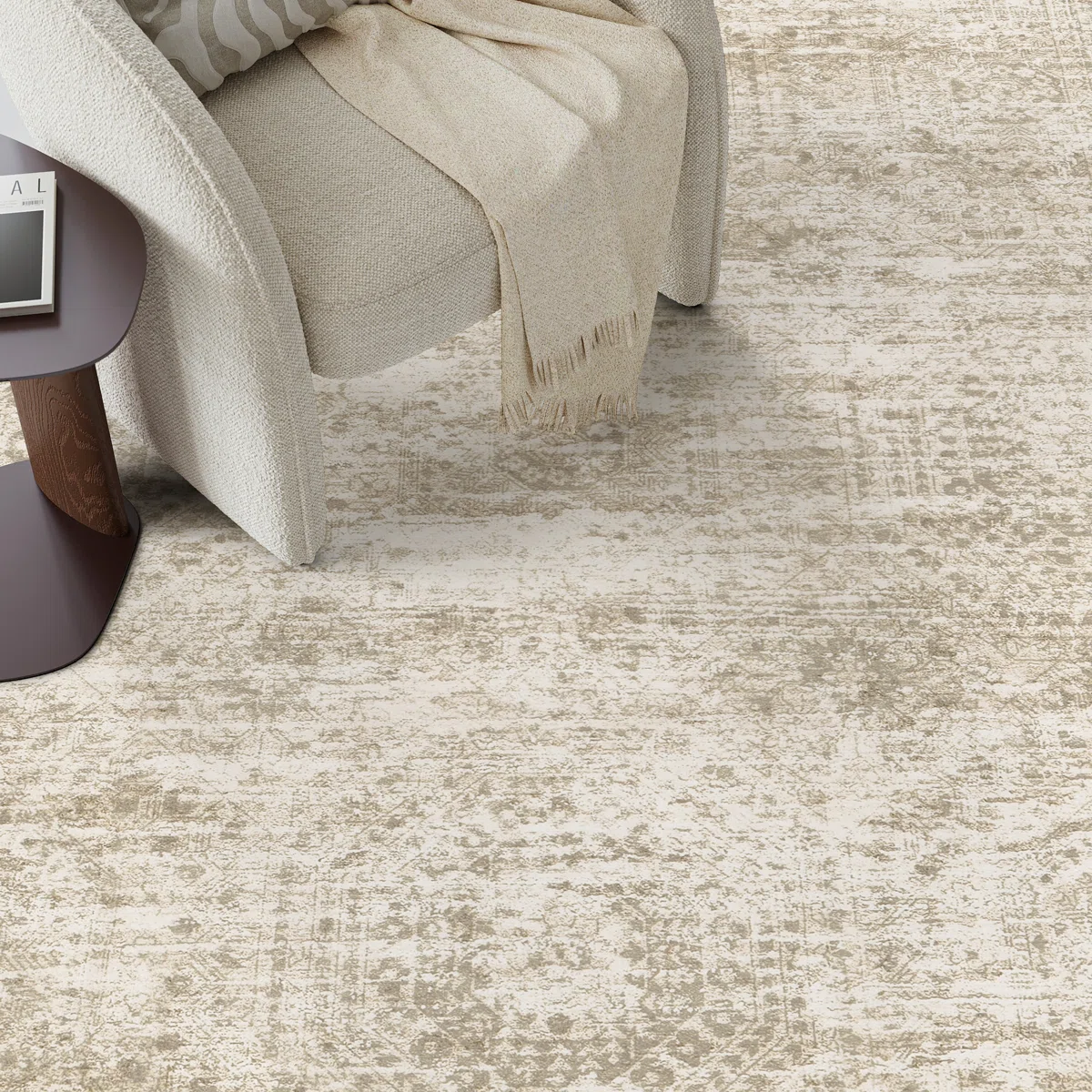 5' x 7' Washable Neutral Area Rug $42 at Brad's Deals