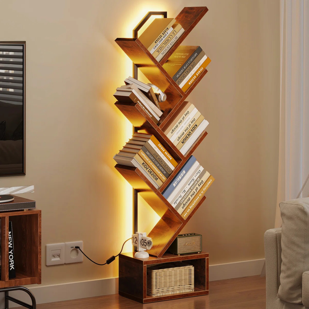 Lit Geometric Storage Bookcase $54 at Brad's Deals